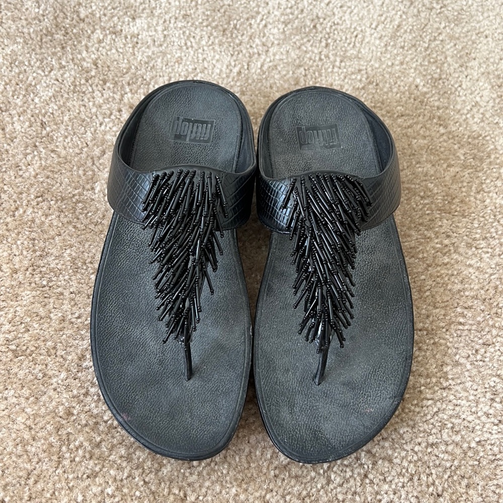 Fitflop Black Fringe Sandals